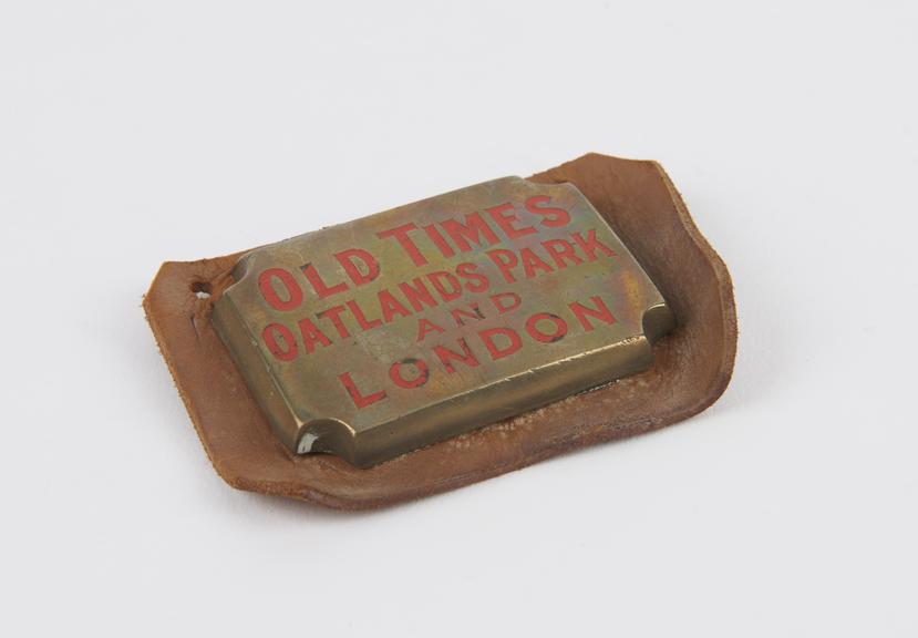 Brass rug and satchel plate:- Old Times'