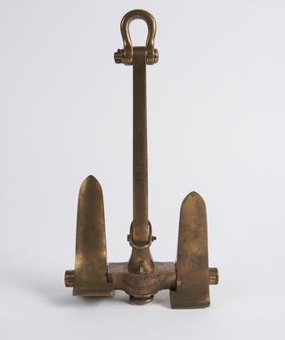 Model, of W. Wasteneys Smith's 'Stockless' anchor, brass