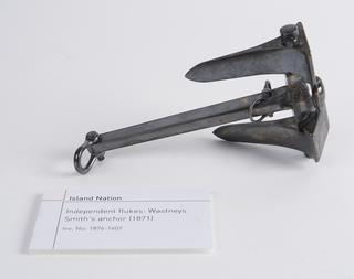 Model, of W. Wasteneys Smith's 'Stockless' anchor, silver plated