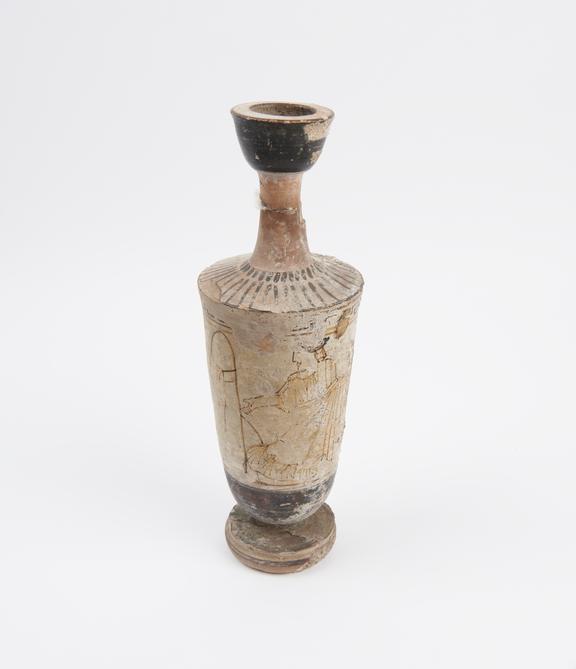 White ground lekythos, in poor condition