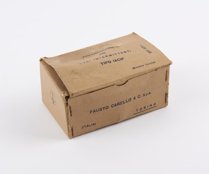 Cardboard box from Fausto Carello & C. Spa Flasher Unit