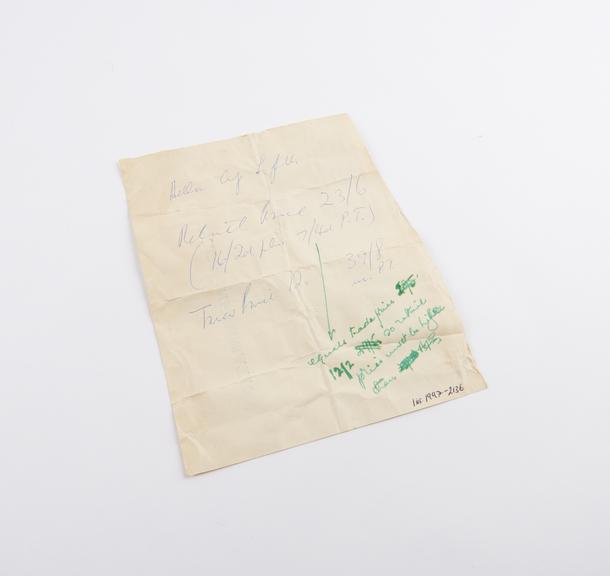 Sales receipt for Hella 70/9-12 cigarette lighter