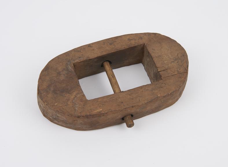 Manacle, wooden, possibly African, 19th century