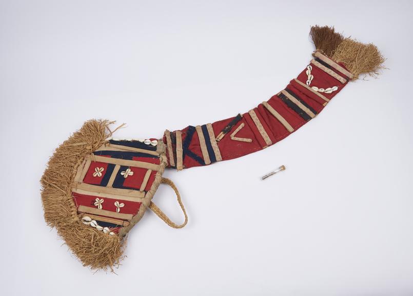 Headdress resembling an old naval officers cap, cane foundation