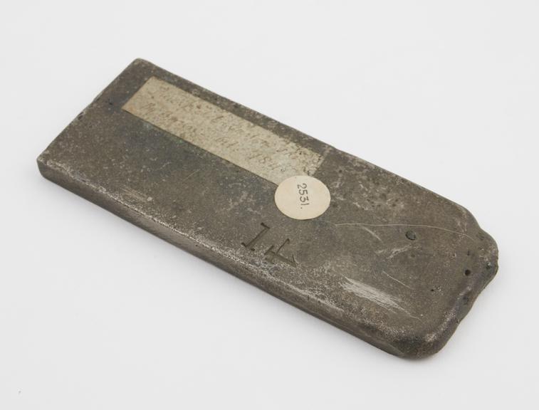 Ingot of pure nickel cast in sand, by Brown, in October 1845