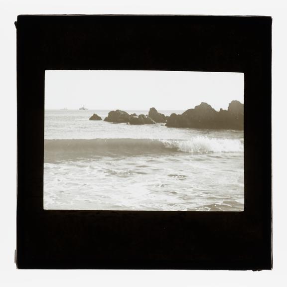 A magic lantern slide entitled 'As The Flowing Tide Comes In'