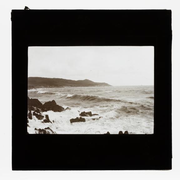 A magic lantern slide entitled 'Mortehoe, North Devon'