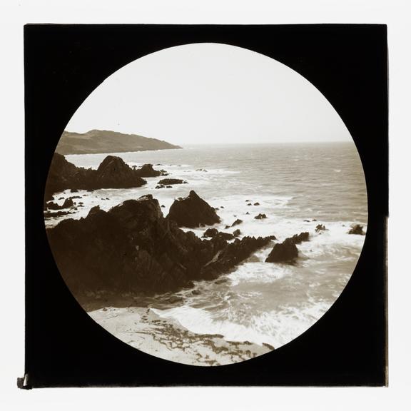 A magic lantern slide of a seascape by Birt Acres, c. 1893.