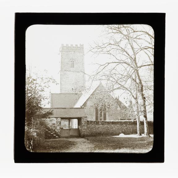 A magic lantern slide of  a church by Birt Acres, c. 1893.