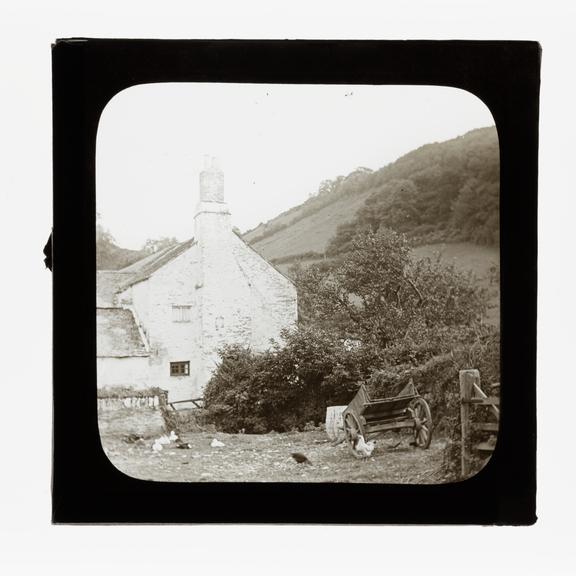 A magic lantern slide of a farmyard by Birt Acres, c. 1893.