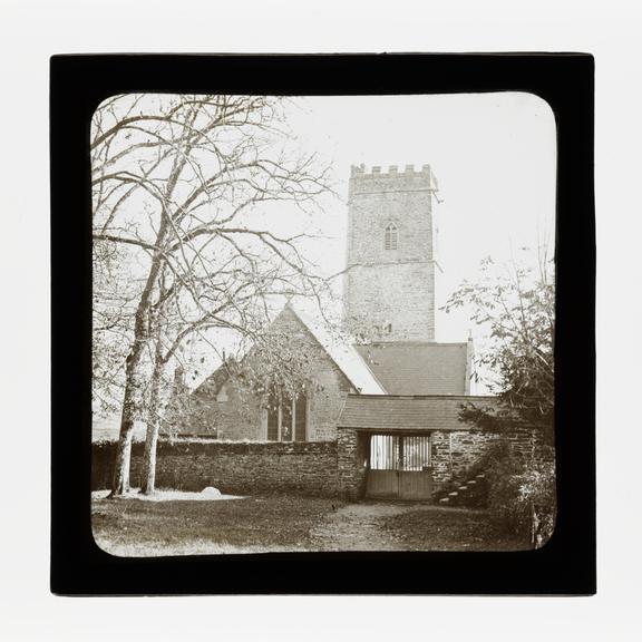 A magic lantern slide of a church by Birt Acres, c. 1893.