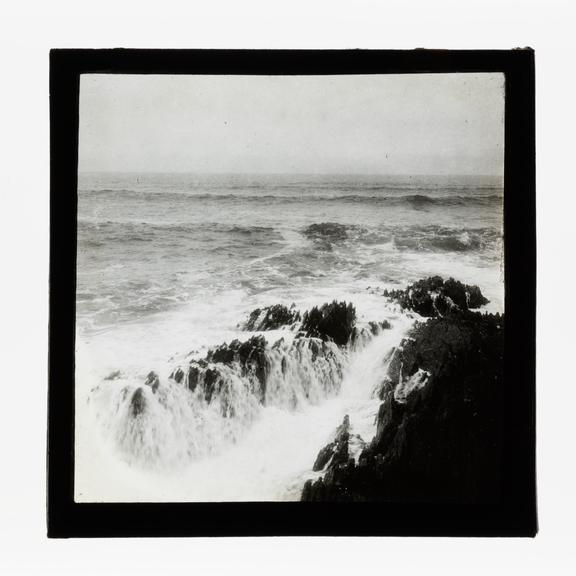 A magic lantern slide of a seascape by Birt Acres, c. 1893.