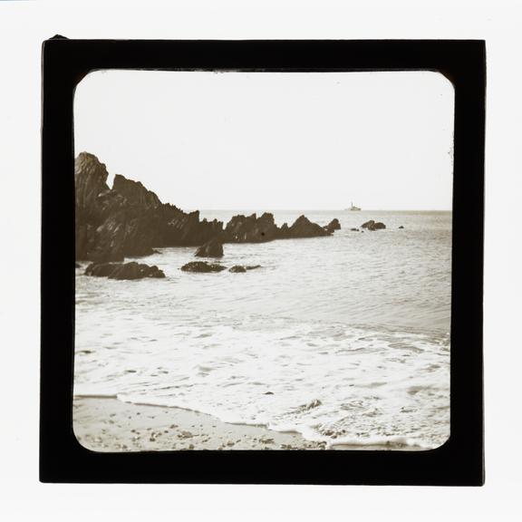 A magic lantern slide of a seascape by Birt Acres, c. 1893.