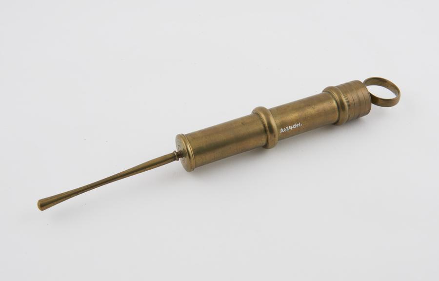 Enema syringe, brass, Chinese