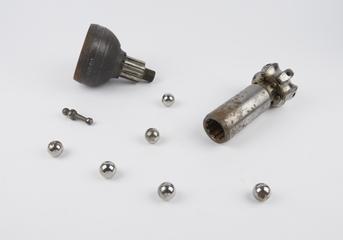 Six ball-bearings, steel shaft, steel cone with splined and threaded end