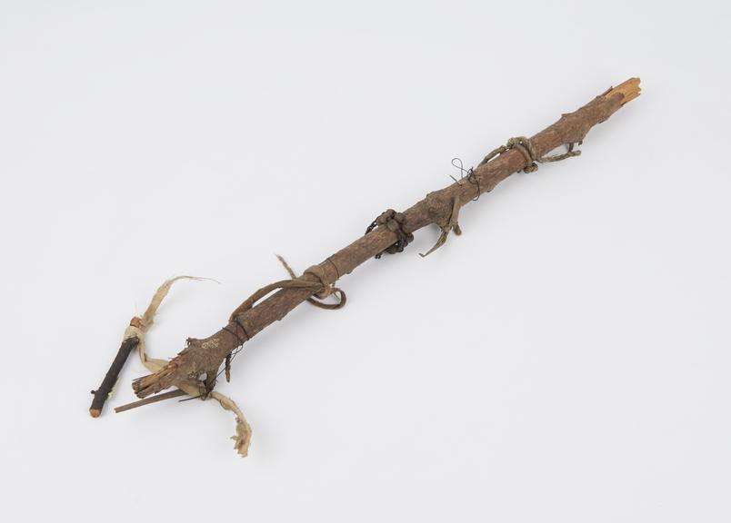 Piece of old cotton rag attached to twig, from a bush by St