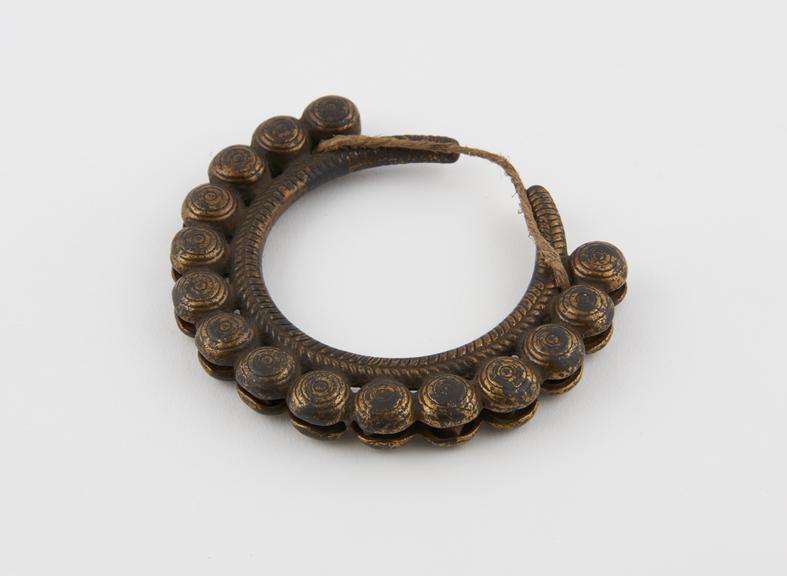 Bracelet, amuletic, of iron, penannular, Algerian, 1880-1925