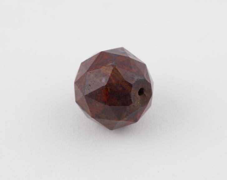 Red spherical bloodstone bead, with faceted surface, amuletic