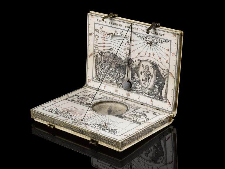 Ivory tablet compass sundial in the form of a book | Science Museum ...