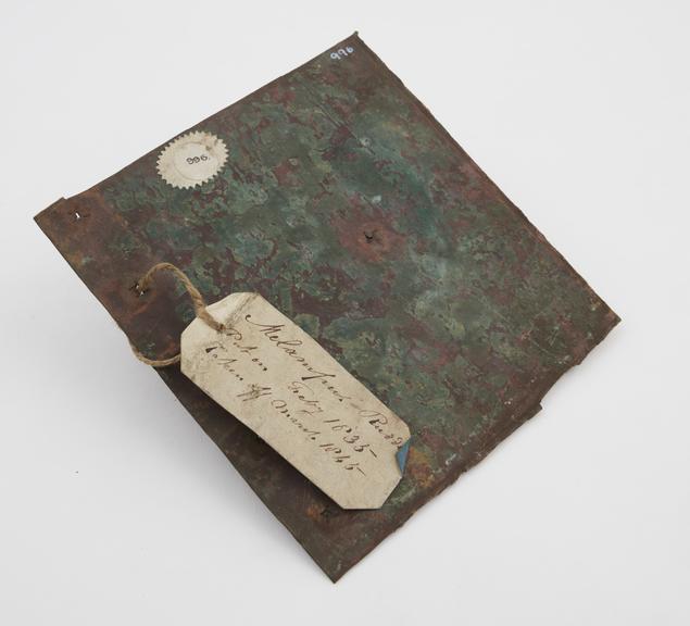 Copper sheathing from the rudder of H.M.S. 