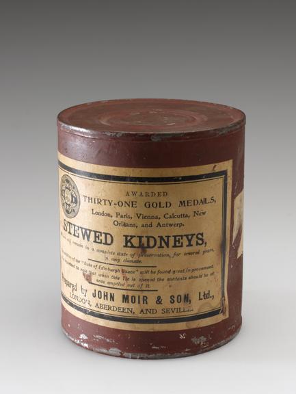 Empty tin of stewed kidneys taken on Scott's Antarctic Expedition of 1910