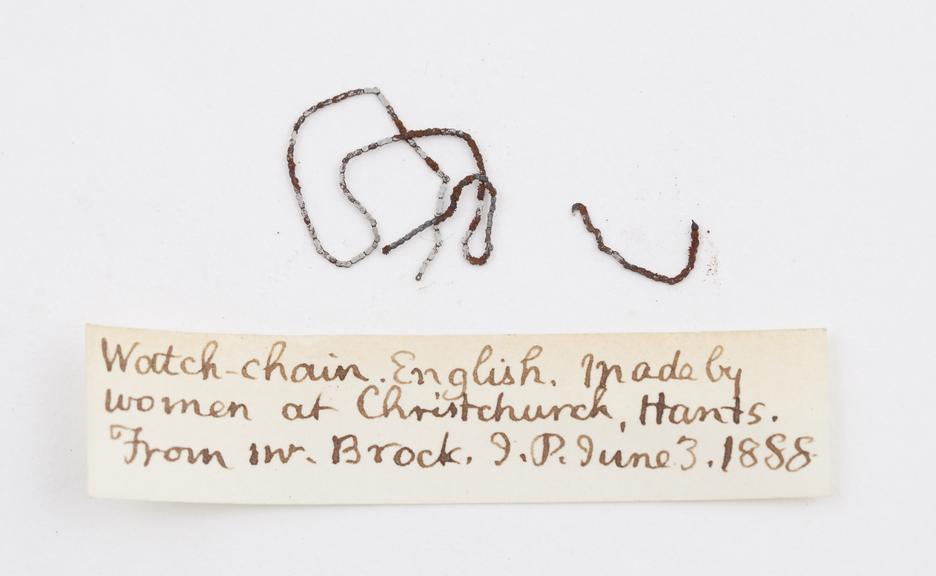 Chainwork for an English watch, made by women at Christchurch