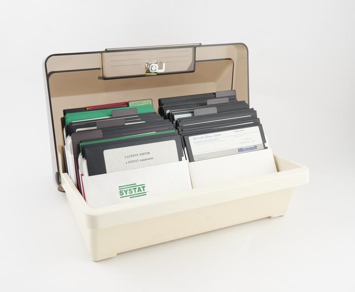 Box of data, (2 of 3), including floppy disks