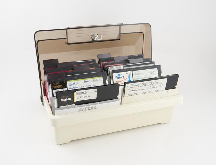 Box of data, (1 of 3), including floppy disks