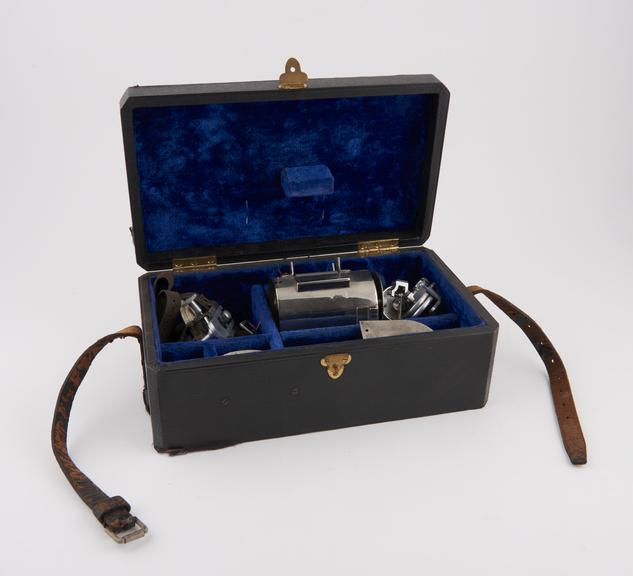 Cased miniature polygraph with accessories, probably incomplete