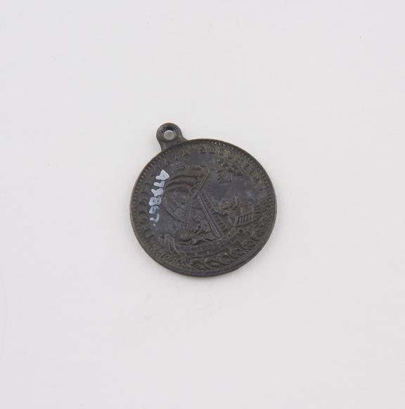 Amulet, metal, medallion showing St