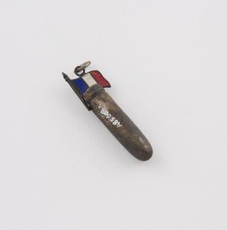 Bullet-shaped amulet with French tricolore