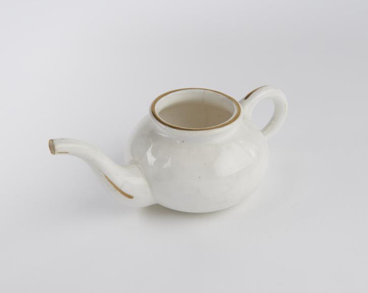 White china feeding bottle, English(?), 1850-1950