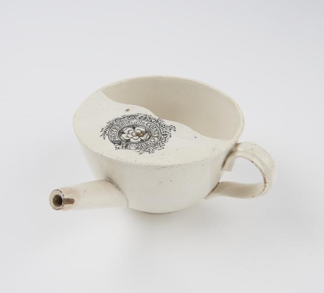 White feeding cup with Yorkshire rose, Crellin 12, English