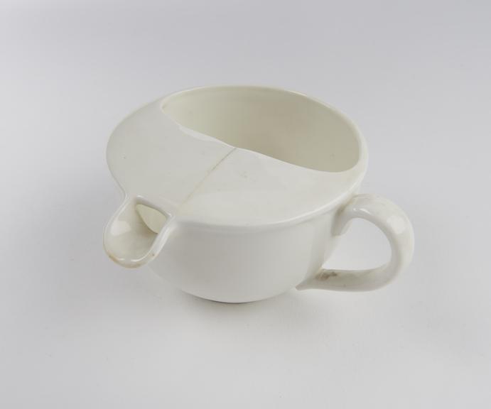 White china invalid feeding cup, made by Bishop and Stonier