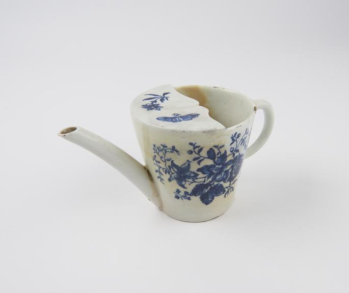 Invalid feeding cup with underglaze blue painted decoration