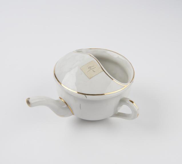 Glazed porcelain feeding cup, English(?), 1820-1920