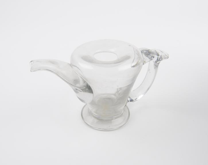 Glass invalid feeding cup, European, 1701-1900