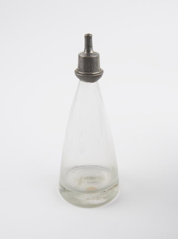 Glass and pewter infant's feeding bottle