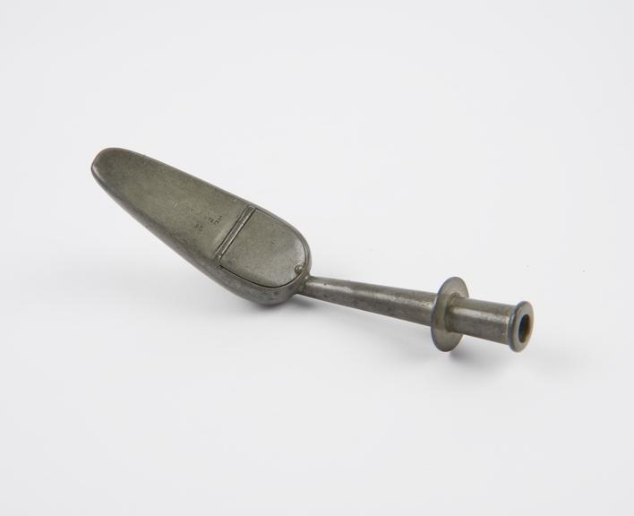 Pewter medicine spoon, invented by C. Gibson, made by J. and S