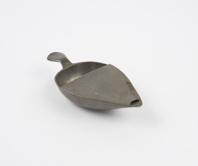 Pewter pap boat, 1843, English(?)