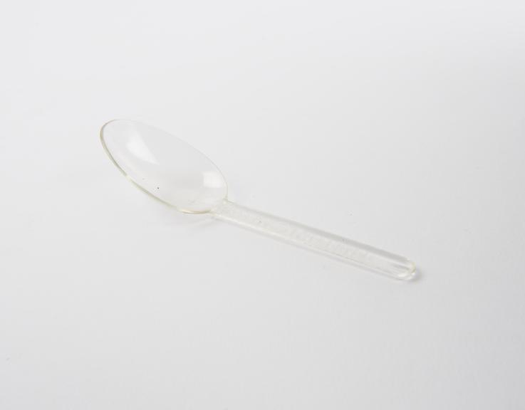 Plastic medicine spoon, c.1950-1970, English