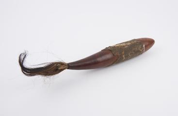 Brush, animal hair, gourd handle,leather cuff