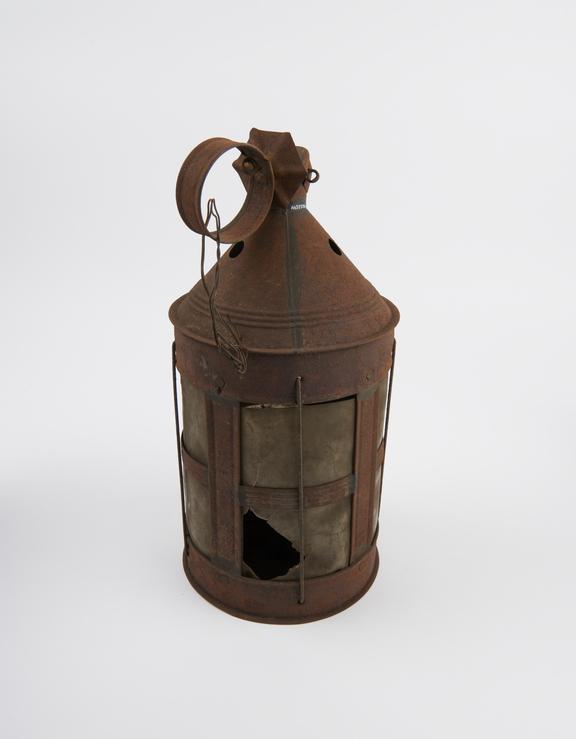 Candle lantern, sheet iron with plastic windows