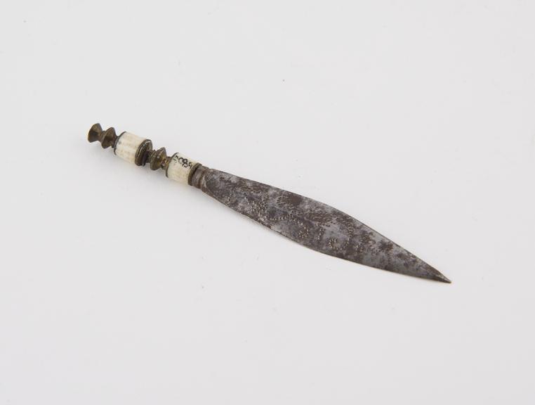 Small decorative knife with lanceolate and ivory or bone and