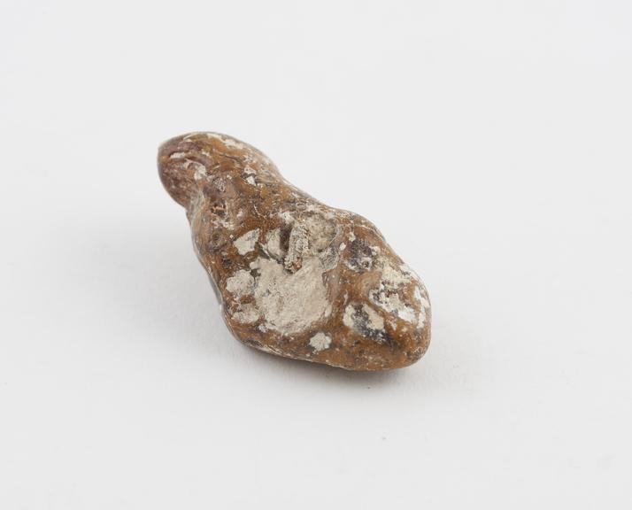 Small irregular stone, amulet worn by men charged with murder