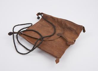 Large leather bag with turn down flap and twisted leather sling
