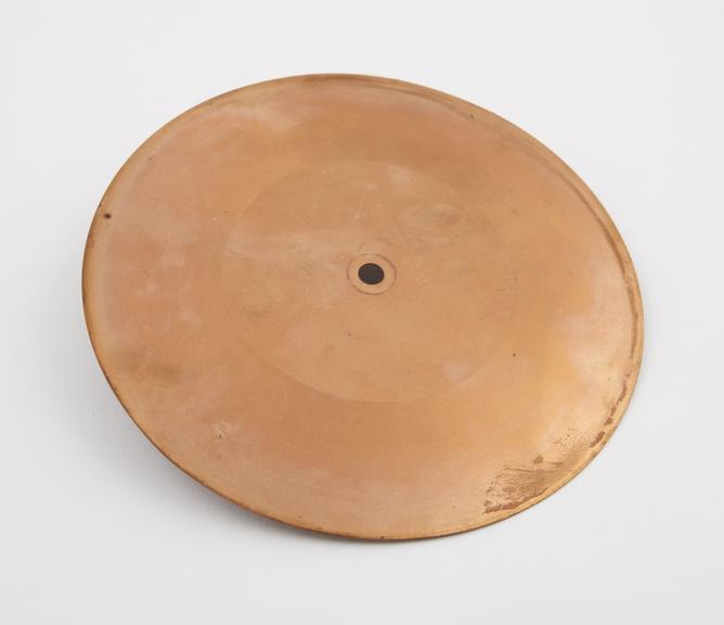 Flat copper disc used voice recording, known as Minivoice'