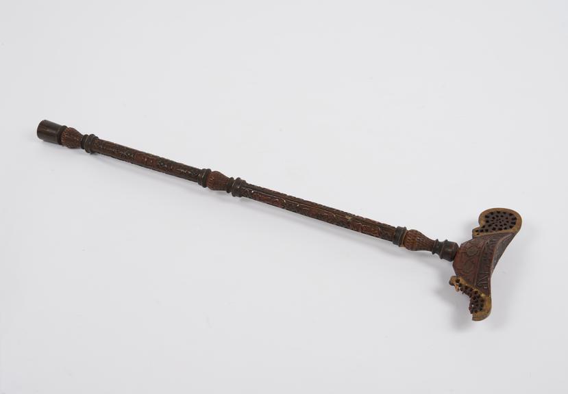 Ornate wooden divan crutch, Turkish or Persian, 19th century