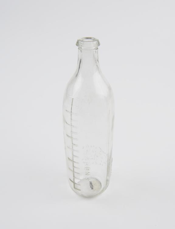 Glass infant's feeding bottle, Maw's Welfare', made by S