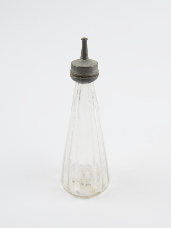 Glass feeding bottle with pewter top